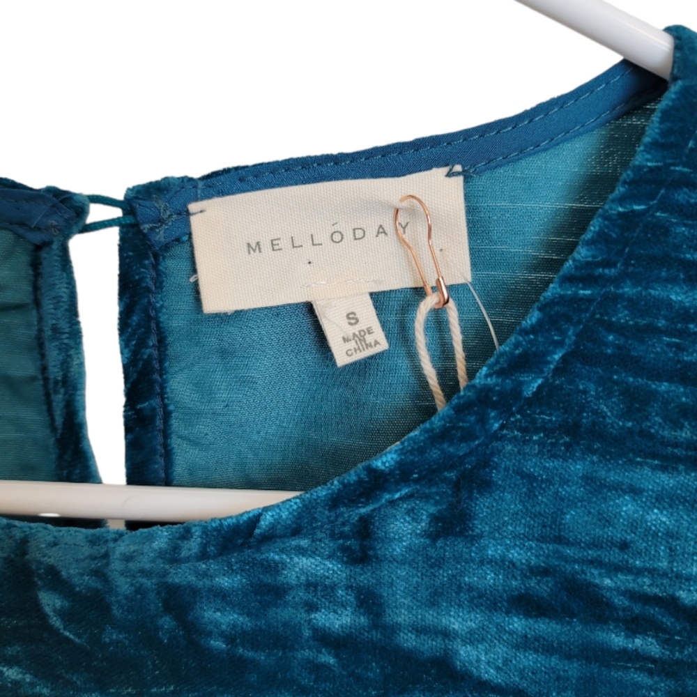 🆕️ Melloday Crushed Velvet Ruffle Trimmed Mini Dress - Picture 5 of 10